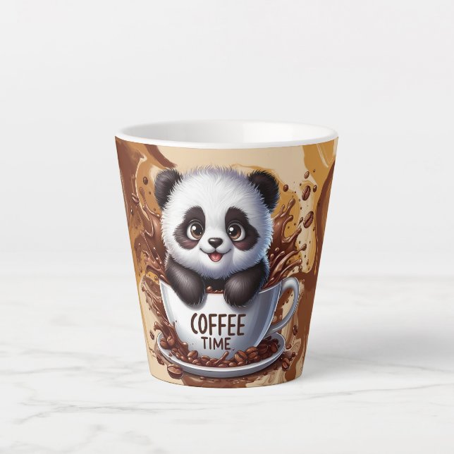 coffee time, cute panda latte mug (Front)