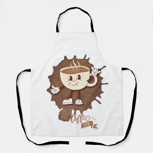 **Coffee Time – Cute Smiling Cup Steam  Apron (Front)