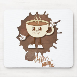 **Coffee Time – Cute Smiling Cup Steam Mouse Pad