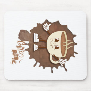 **Coffee Time – Cute Smiling Cup Steam Mouse Pad