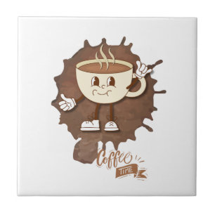 **Coffee Time – Cute Smiling Cup Steam Tile