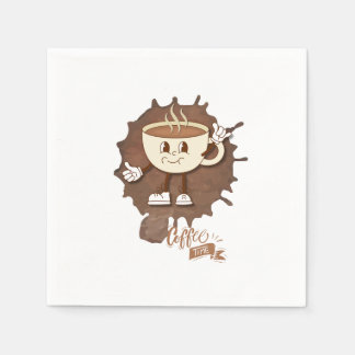 Coffee Time – Cute Smiling Cup with Heart Steam & Napkin