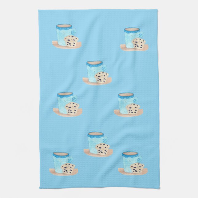 Coffee Time Friends Blue Edition Tea Towel (Vertical)