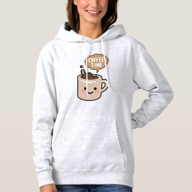 coffee time funny kawaii coffee hoodie (Front)