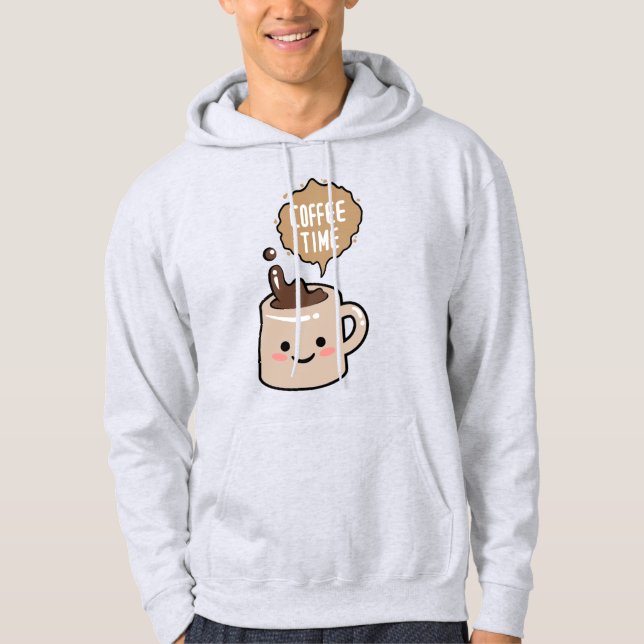 coffee time funny kawaii coffee hoodie (Front)
