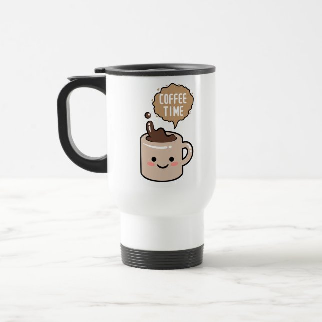 coffee time funny kawaii coffee travel mug (Left)