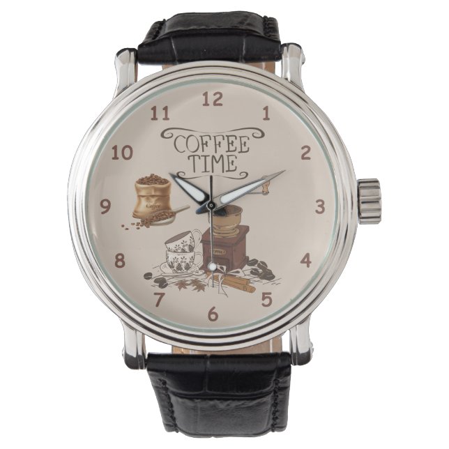 Coffee Time Grinder and Bag of Coffee Beans Watch (Front)