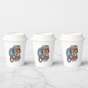 Coffee Time Retro Coffee Lover Vintage Caffeine Paper Cups