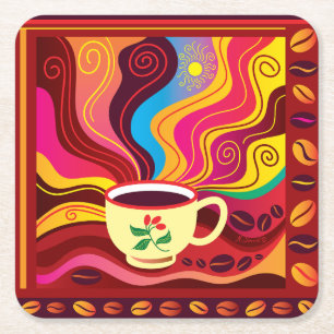 Coffee Time Square Paper Coaster