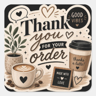 Coffee Time Square Sticker