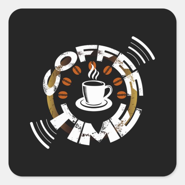 Coffee Time Square Sticker (Front)