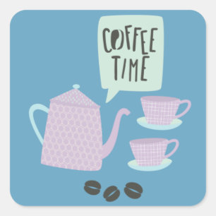 Coffee Time Square Sticker
