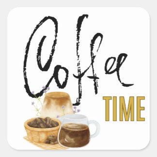 coffee time  square sticker
