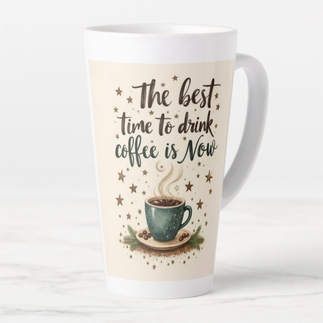Coffee Time Starts Now Latte Mug (Right Angle)