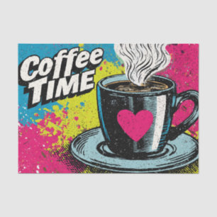 "Coffee Time" Vibrant Pop Art Mug Design Tissue Paper