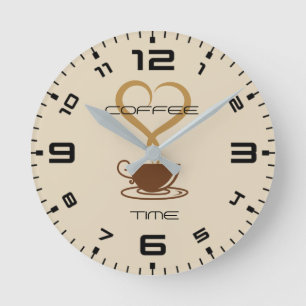 Coffee Time Wall Clock Round (Medium)