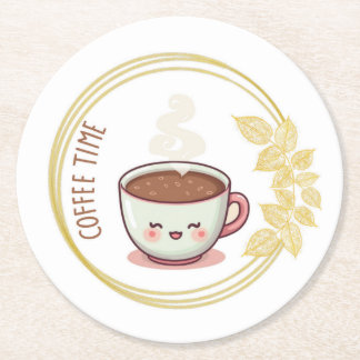 Coffee Time with Gold Leaf Coaster 