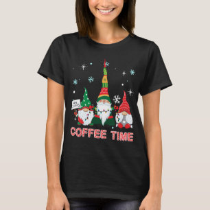 Coffee Times With Three Gnomes Merry Christmas Cos T-Shirt
