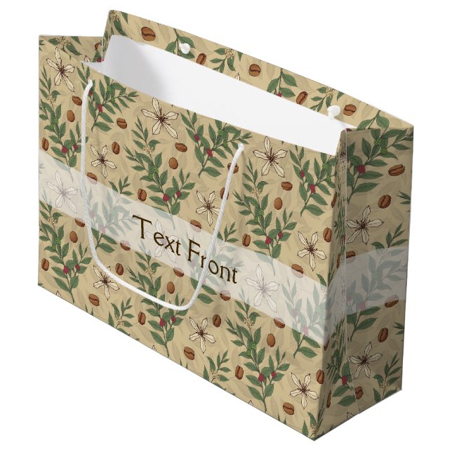 Coffee Tree Pattern Large Gift Bag (Front Angled)
