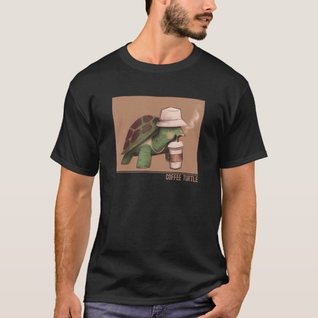 Coffee Turtle Tortoise Painted Alligator Snapping  T-Shirt (Front)