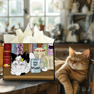 Coffee Tuxedo Cat Funny Large Gift Bag