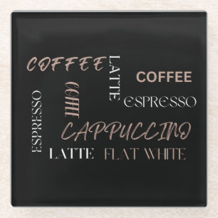 Coffee Typography Modern Barista Style Coffee Gift Glass Coaster