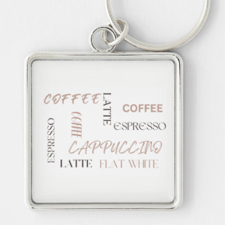 Coffee Typography Modern Café Style Coffee Lover  Key Ring