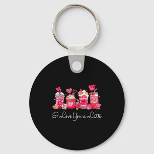 Coffee Valentine Shirt I Love You A Latte  Key Ring