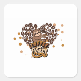 coffee vibes design square sticker