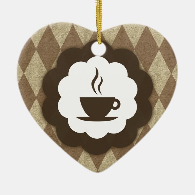 coffee vintage ceramic tree decoration (Front)