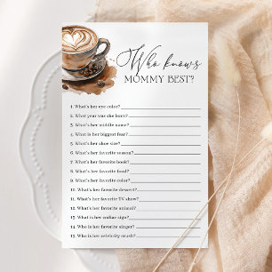 Coffee Who Knows Mummy Best Baby Shower Game Card