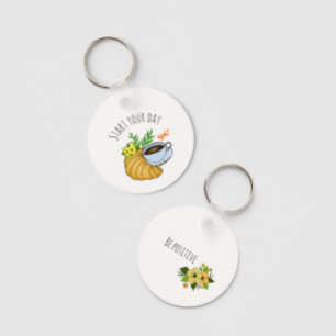 Coffee with croissant  key ring