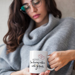 COFFEE WITH JESUS Funny Cute Christian Quote Mug