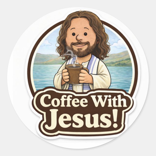 Coffee With Jesus Sticker (3”) (Front)