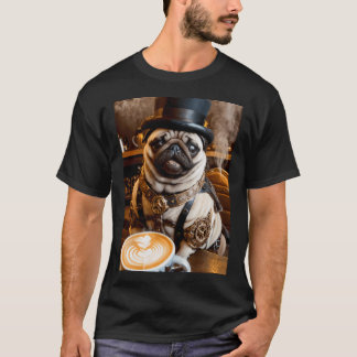 Coffee with style: the steampunk pug T-Shirt