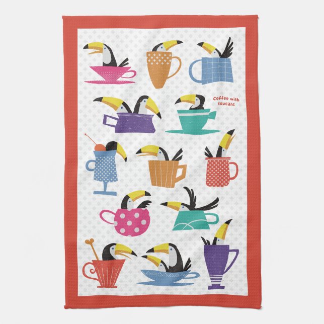Coffee with Toucans Tea Towel (Vertical)