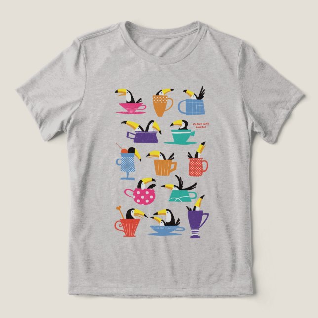Coffee with Toucans Tri-Blend Shirt (Design Front)