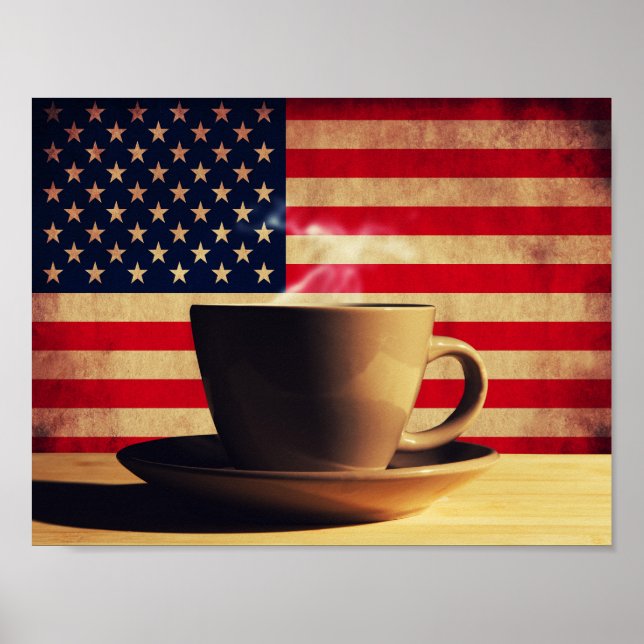 Coffee with US flag Poster (Front)