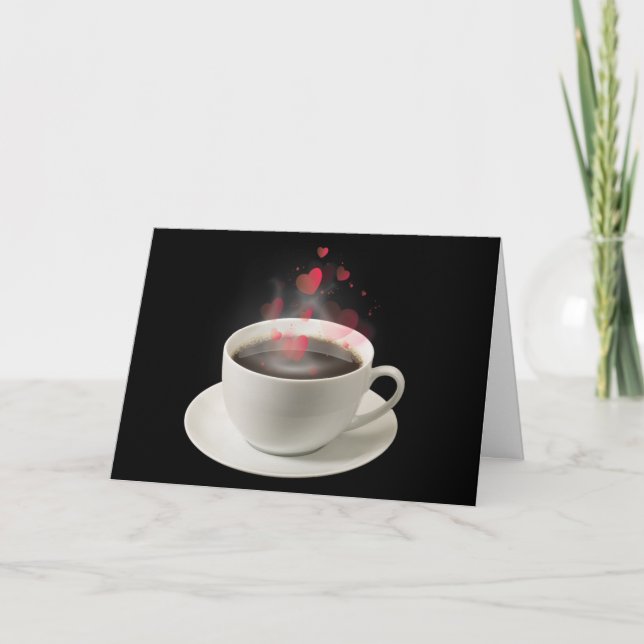 Coffee with Valentine Hearts Holiday Card (Front)