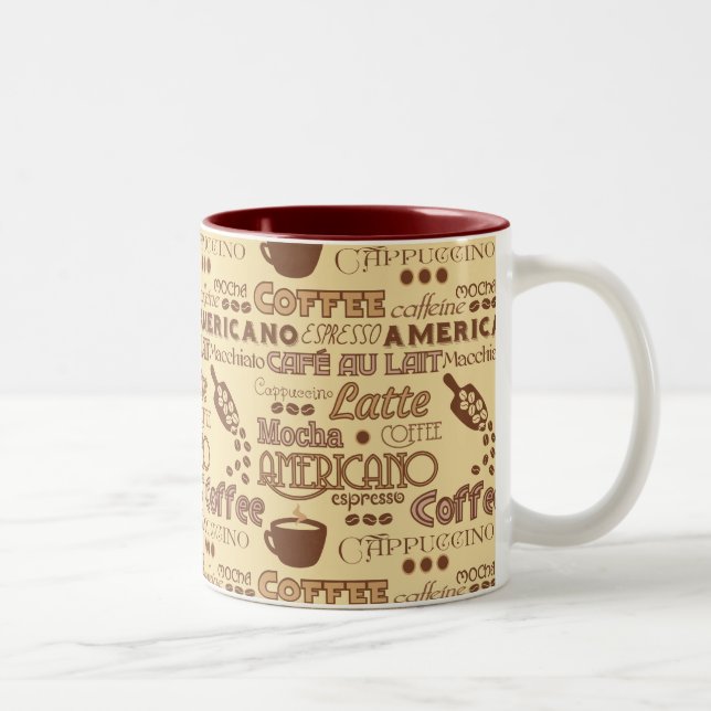 Coffee Words Two-Tone Coffee Mug (Right)