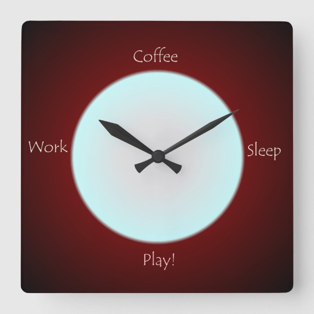 Coffee Work Sleep Play Text   >Kitchen Clock (Front)