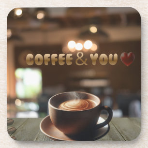 Coffee & You – Cozy Café Aesthetic Hard Plastic  Coaster