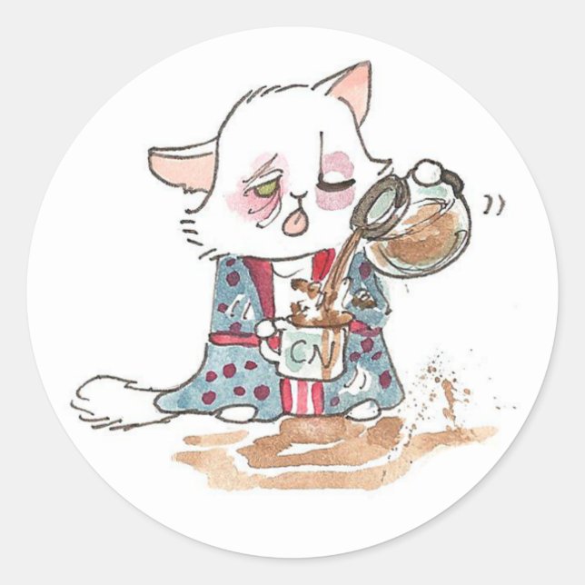 Coffee Zombie Lupin Classic Round Sticker (Front)