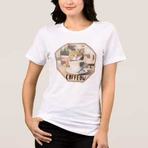 Coffeow Busy Cute Cat Tri-Blend Shirt