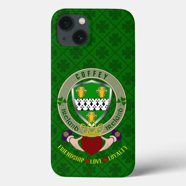 Coffey Irish Shield & Claddagh Personalised       Case-Mate iPhone Case (Back)
