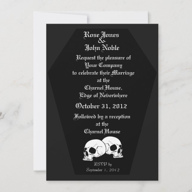 Coffin Ebony (Charcoal) Wedding Invitation (Front)