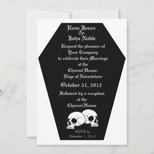 Coffin Ebony (White) Wedding Invitation (Front)