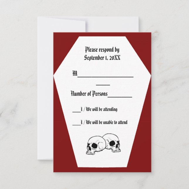 Coffin Ivory II (Red) RSVP Card (Front)