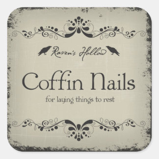 Coffin Nails Halloween Jar Sticker Label