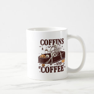 Coffins And Coffee Funny Skeleton Halloween Mug